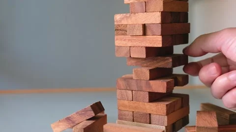 Indoor shot. Selective focus, close up at men hand put coins into increase st Video stock 146364045