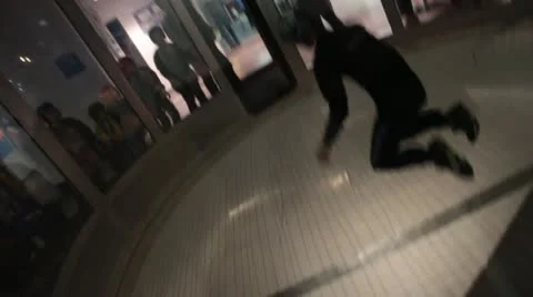 Indoor sky diving - instructor shows off 2 Stock Footage 21943520