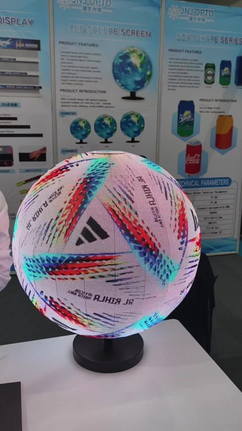 An indoor spherical LED display screen Stock Footage 340046249