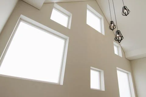 Indoor square window inside modern house 库存照片