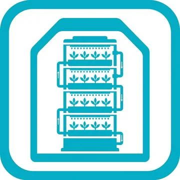 Indoor vertical farm vector icon in an automated hydroponic system for sust.. Stock Illustration