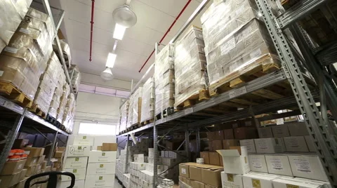 Indoor warehouse with boxes Stock Footage 62802157