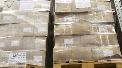 Indoor warehouse with boxes Stock Footage 62802371