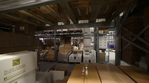 Indoor warehouse with boxes Stock Footage 62802420