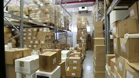 Indoor warehouse with boxes Stock Footage 62802684