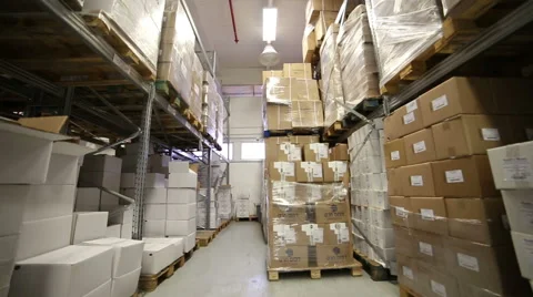 Indoor warehouse with boxes Stock Footage 62802733