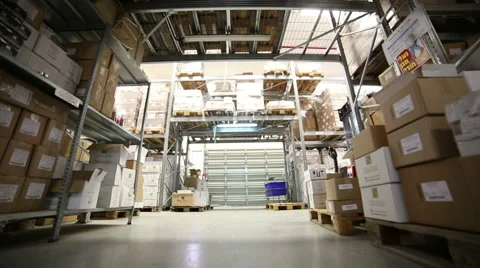 Indoor warehouse with boxes Stock Footage 62802854