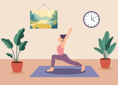 Indoor warrior yoga Illustrazione stock