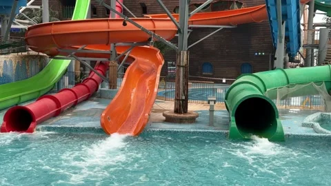 Indoor water park slides Stock Footage 339419582