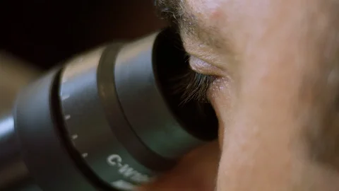 Indoors, Day, Expertise, Looking Through An Object, Part Of, Human Eye, Stock Footage 94057631