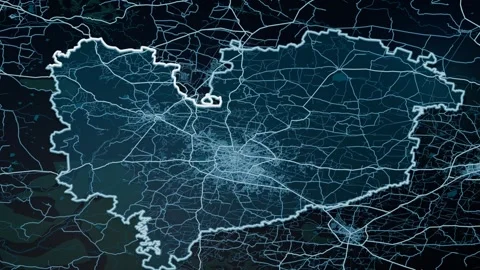 Indore India Glowing Digital Map Animation 4K Stock Footage 337572027