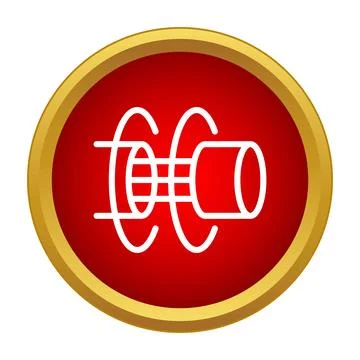 Induction coil electromagnetism icon on red circle Stock Illustration