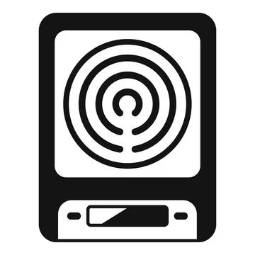 Induction cooker icon showing cooking appliance using electromagnetic heating Illustrazione stock