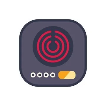 Induction cooker with one burner glowing red showing high temperature setting Stock Illustration