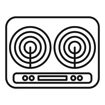 Induction cooker panel showing two heating zones icon Illustrazione stock