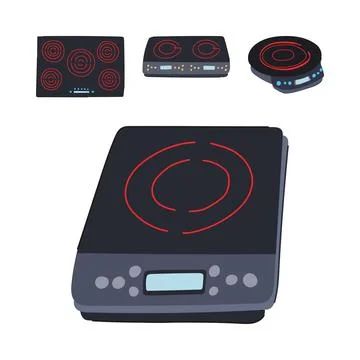 Induction cooktop collection for modern kitchen design Illustrazione stock