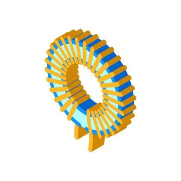 Inductor electronic component isometric icon vector illustration Illustrazione stock