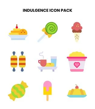 Indulgence Flat Scalable Icons Pack Stock Illustration