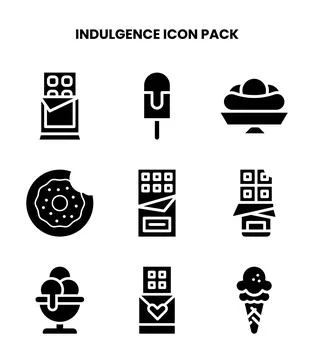 Indulgence Glyph Graphics Icons Pack Stock Illustration