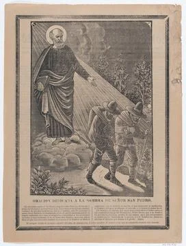 Indulgence with an image of St Peter watching over two pilgrims ca. 1900191.. Stock Photos