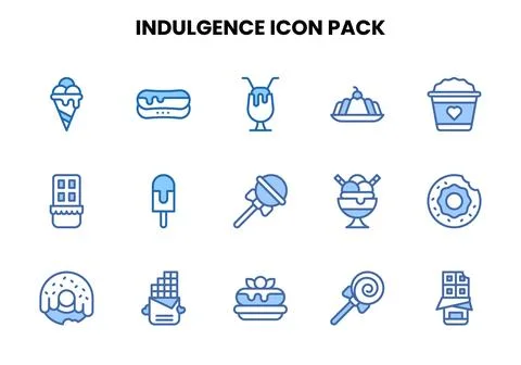 Indulgence Two Colour Bundle Icons Pack Stock Illustration