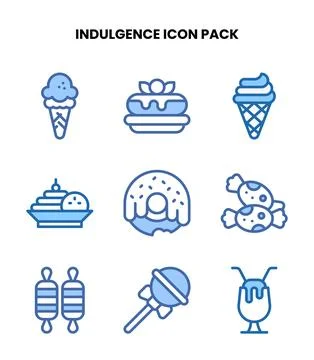 Indulgence Two Colour Icons Pack Stock Illustration