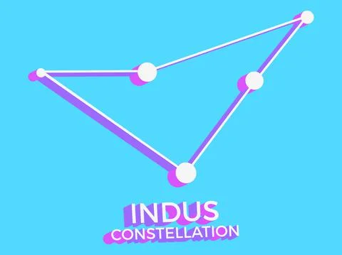 Indus constellation 3d symbol. Constellation icon in isometric style on blue  Illustrazione stock