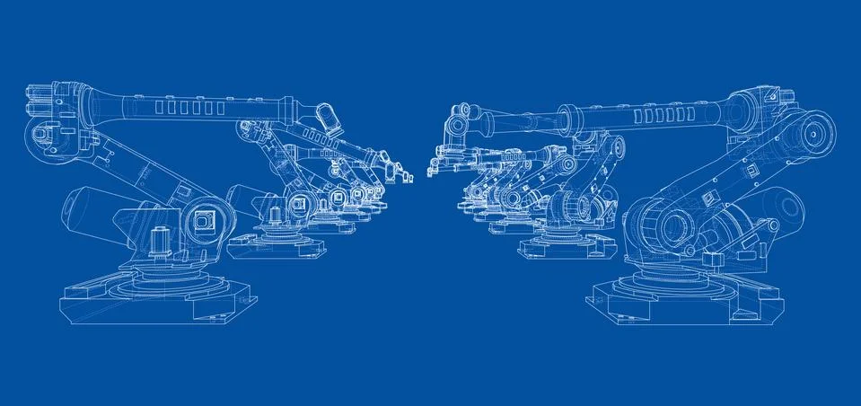 A industral robots manipulators Stock Illustration