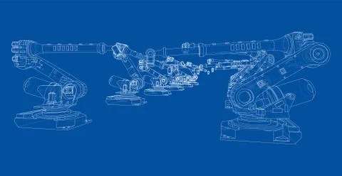 A industral robots manipulators Illustrazione stock
