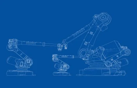 A industral robots manipulators Stock Illustration