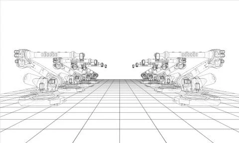 A industral robots manipulators Illustrazione stock