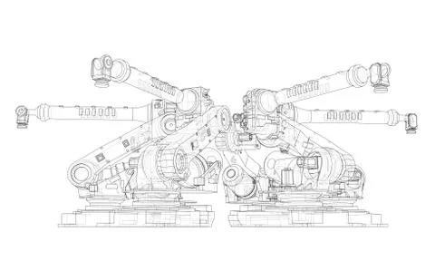 A industral robots manipulators Illustrazione stock
