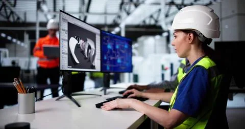 Industrial 3D Cad Model On PC Stock Photos
