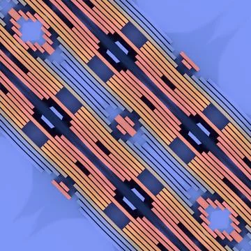 Industrial 3D Geometric Pattern in Blue and Terracotta Earthy Tones イラスト素材