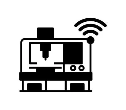 Industrial 3D Printer with Connectivity Icon for Modern Manufacturing Stock Illustration