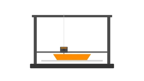 Industrial 3D Printer Motion Graphic with Moving Nozzle and Layered Orange .. 스톡 동영상 346612588