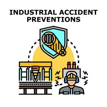 Industrial accident preventions ensuring worker safety and protection Stock Illustration