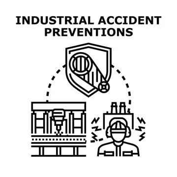 Industrial accident preventions ensuring worker safety and protection Stock Illustration