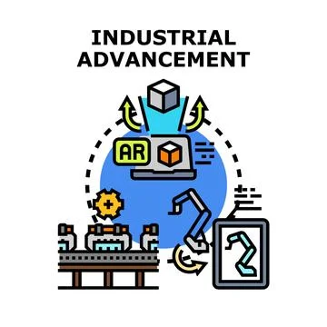 Industrial advancement concept embracing augmented reality production Stock Illustration