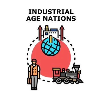 Industrial age nation development and global progress concept Stock Illustration
