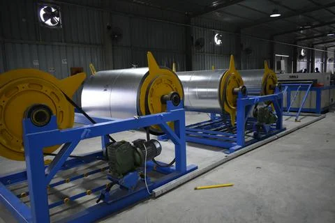 Industrial air ducts ventilation made of galvanized metal Stock Photos