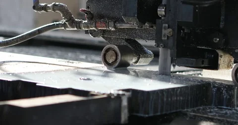 Industrial aluminium and titanium cutting machine. Stock Footage