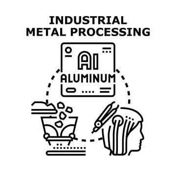 Industrial aluminum metal processing producing raw material Stock Illustration