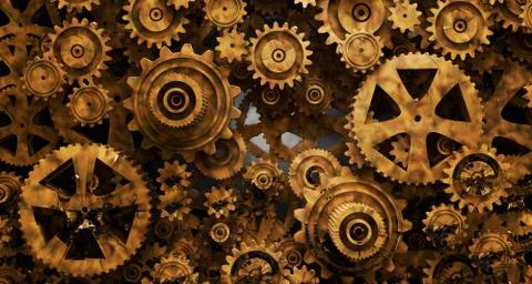 Industrial and mechanical background. Engine and technology concept.3d illust Illustrazione stock