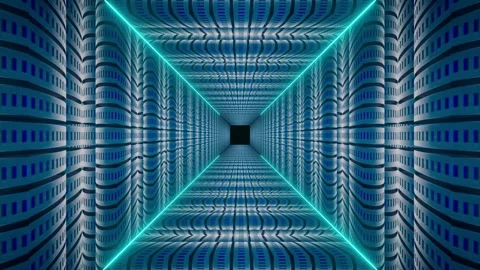 Industrial animation with small rectangle pattern on walls and neon glowing  Video stock 268238209