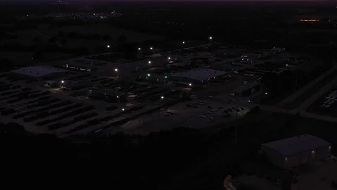 Industrial area after dark, Bryan, Texas, USA Stock Footage 129227632