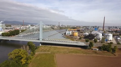 Industrial area Industriepark Infraserv Hoechst Frankfurt Stock Footage