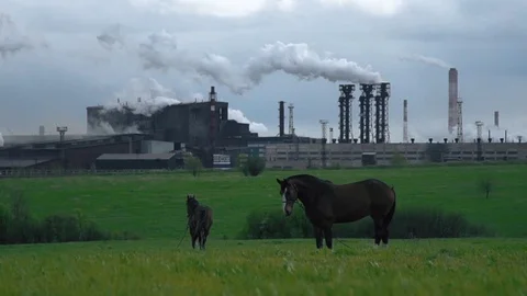 Industrial area in slow motion Stock Footage 82732143