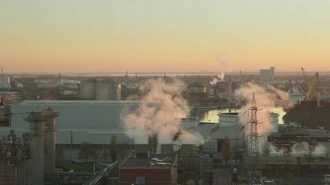 Industrial area Sunset Stock Footage 85272021