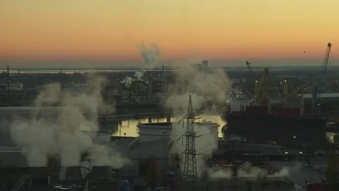 Industrial area Sunset II_CloseUp Stock Footage 85344059